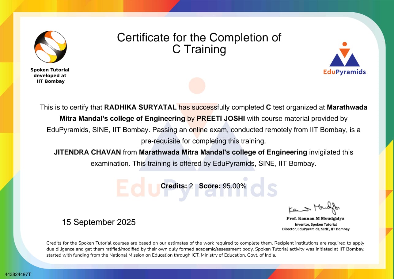 C Training Certificate