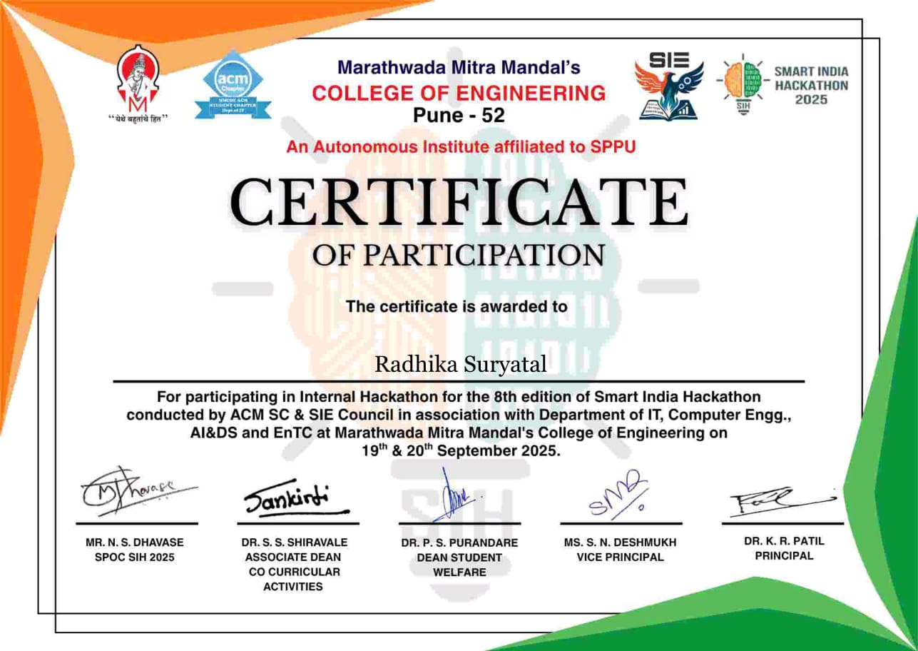 SIH Certificate