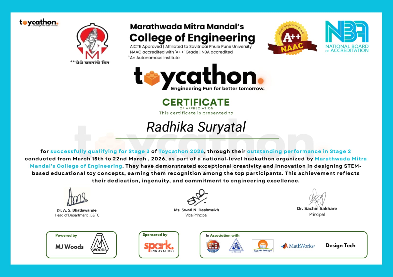 Toycathon Certificate